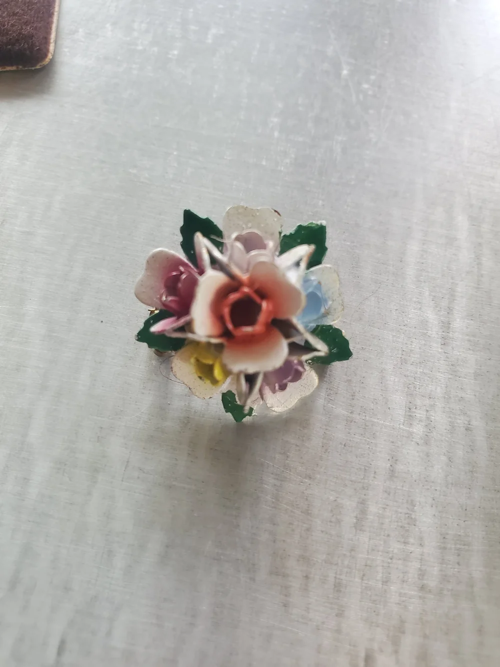 Handmade In Austria Enamel Flower Brooch - Floral Cluster Pin